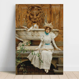 À la fontaine Les deux colombes - Vittorio Matteo Corcos | Reproduction Tableau Décoration murale affiche copie