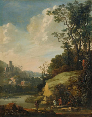 Abraham Bloemaert - Hilly Landscape With Figures By A River.webp