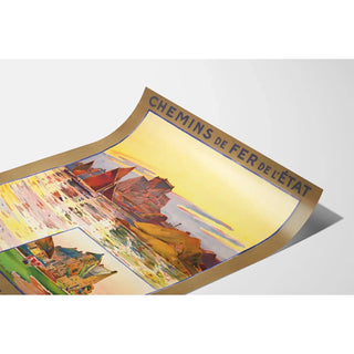 Affiche Barfleur vintage – Val de Saire et vieux moulins normands