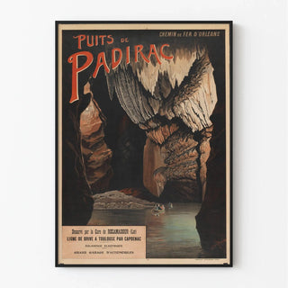 Affiche Padirac vintage – Puits souterrain et grottes vers 1900