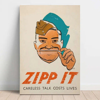 Affiche Seconde Guerre Mondiale - Zipp it. Careless talk costs lives par Leonard Raven-Hill
