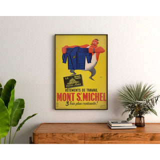 Affiche publicitaire vintage – Vêtements de travail Mont Saint-Michel