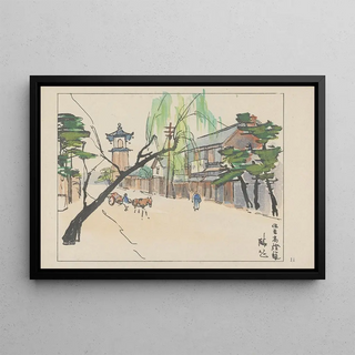 Akamatsu Rinsaku - The high lanton at Sumiyoshi a light house in older time.webp