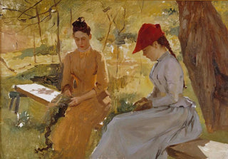 Albert Edelfelt - The Artists Sisters Annie and Berta Binding Garlands.webp