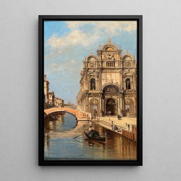 Venise, vy av Campo Santi Giovanni e Paolo - Antonietta Brandeis — inramlat konstverk på väggen