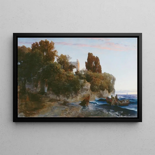 Arnold Bcklin - Castle by the sea murder in the castle garden.webp