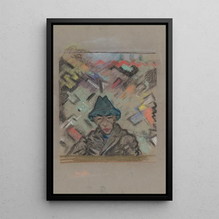 Arnold Peter WeiszKubnan - Bust of a Man in a Hat with Decorative Background.webp