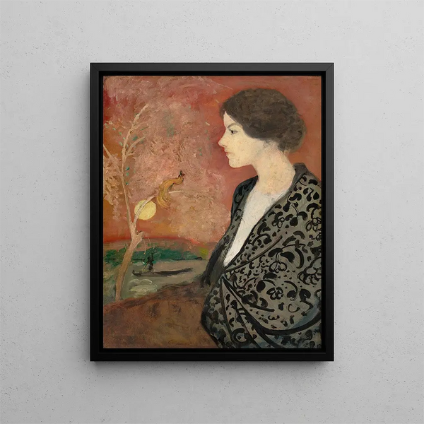 Studie av porträtt av Elisabeth Gerhardt - August Macke — inramlat konstverk på väggen