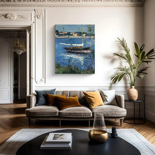 Bateau au mouillage sur la Seine à Argenteuil - Gustave Caillebotte | Reproduction Tableau Décoration murale affiche copie