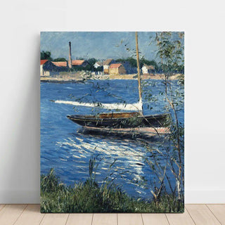 Bateau au mouillage sur la Seine à Argenteuil - Gustave Caillebotte | Reproduction Tableau Décoration murale affiche copie