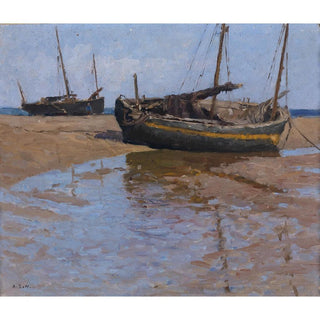 Bateaux de pêche à marée basse - Alfred Zoff | Reproduction Tableau Décoration murale affiche copie
