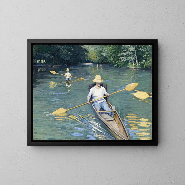 Reproduktion av målningen Canoë sur la rivière Yerres - Gustave Caillebotte