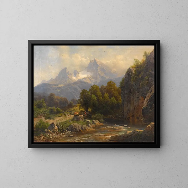 Vue sur le Watzmann - Carl Millner — inramlat konstverk på väggen