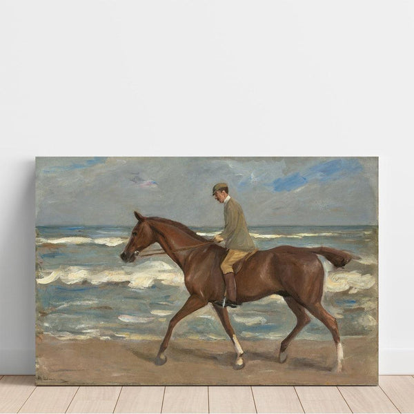 Reproduktion av målningen av Cavalier sur la plage à gauche - Max Liebermann