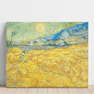 Champ de blé derrière l'hôpital Saint-Paul avec une faucheuse - Vincent van Gogh | Reproduction Tableau Décoration murale affiche copie