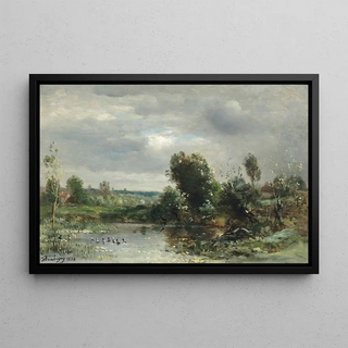 Charles Franois Daubigny - Ducklings On A Lake.webp