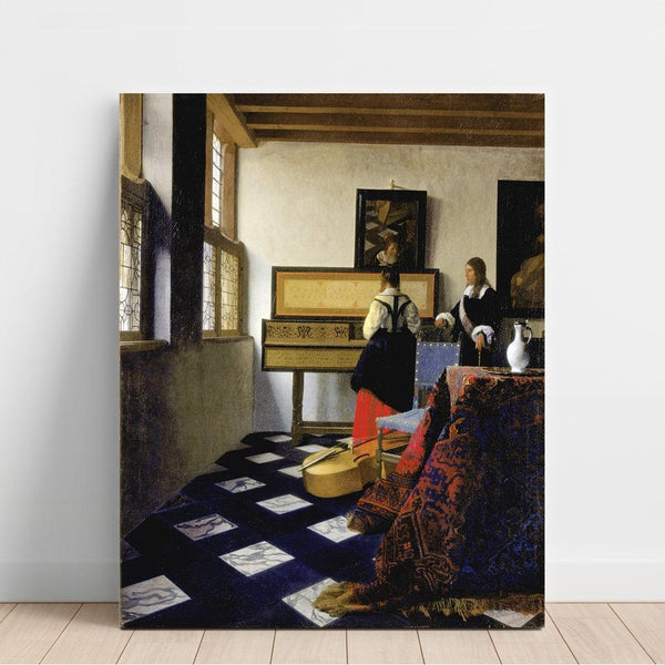 Reproduktion av målningen Damoiselle au virginal avec un gentleman (La leçon de musique) - Johannes Vermeer