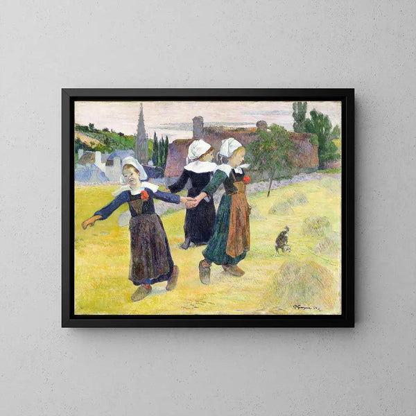 Reproduktion av målningen Danse Bretonne des Filles à Pont Aven av Paul Gauguin
