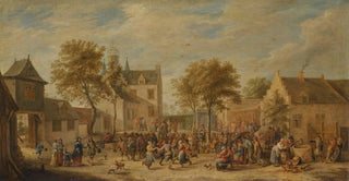 David Teniers The Younger - A Kermesse With Villagers Making Merry In A Town Square.webp