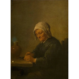 David Teniers The Younger - An Old Woman Cutting Tobacco.webp