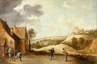 David Teniers The Younger - Landscape with Peasants Playing Bowls Outside an Inn.webp