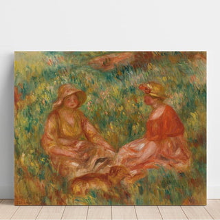 Deux filles dans un un pré deux femmes dans l'herbe - Pierre-Auguste Renoir | Reproduction Tableau Décoration murale affiche copie