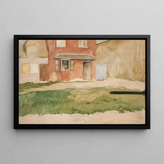 Edwin Austin Abbey - Study of exterior of a red brick building.webp