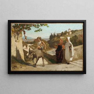 Elihu Vedder - The Fable of the Miller His Son and the Donkey No 3.webp