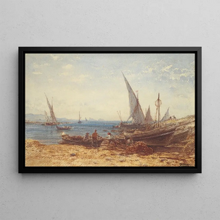 Flix Ziem - Fishermen and boats at waters edge.webp