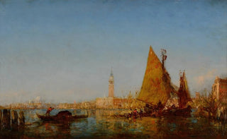 Flix Ziem - Fishing Boats in the Bacino Palazzo Ducale and the Campanile Beyond.webp