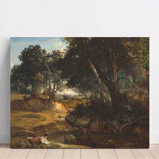 Forêt de Fontainebleau de Jean-Baptiste-Camille Corot | Reproduction Tableau Décoration murale affiche copie