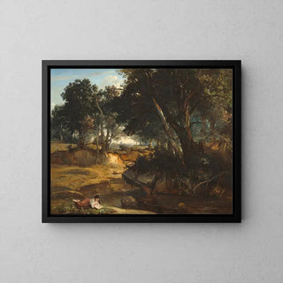 Forêt de Fontainebleau de Jean-Baptiste-Camille Corot | Reproduction Tableau Décoration murale affiche copie