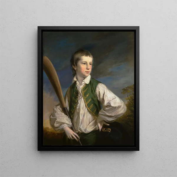 Charles Collyer som pojke med en cricketbat - Francis Cotes — inramlat konstverk på väggen