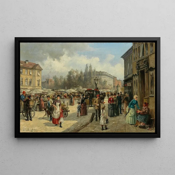 Vue du Naschmarkt à Vienne - Franz von Persoglia — inramlat konstverk på väggen