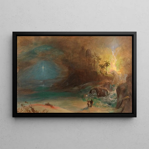 Studie för apoteosen av Thomas Cole - Frederic Edwin Church — inramlat konstverk på väggen