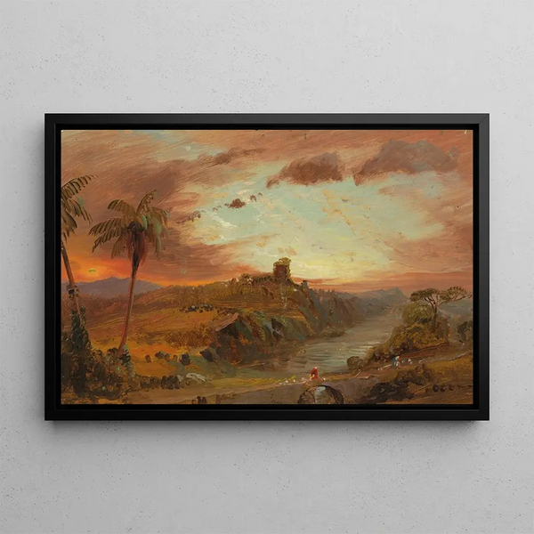 Studie för ett imaginärt landskap av Sydamerika - Frederic Edwin Church — inramlat konstverk på väggen