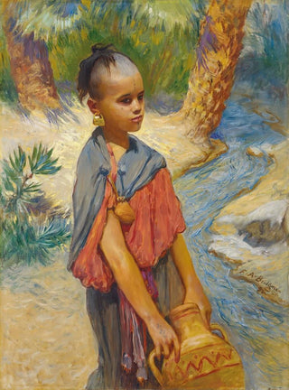 Frederick Arthur Bridgman - A young girl by a river.webp