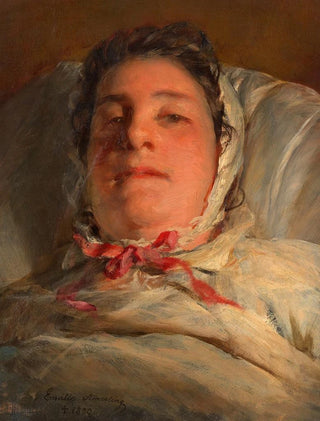 Friedrich von Amerling - Emilie Amerling geb Heinrich auf dem Krankenbett 3 Frau des Knstlers.webp