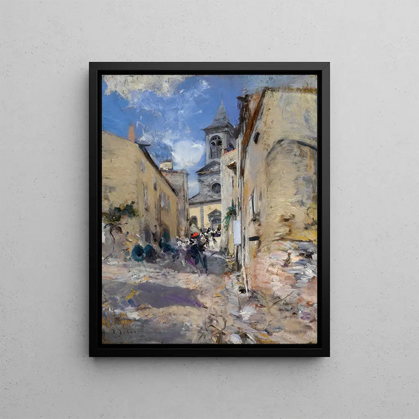 landsbygdskyrka - Giovanni Boldini — inramlat konstverk på väggen