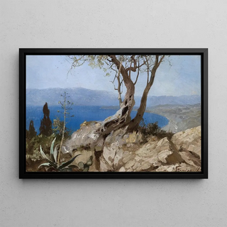 Henryk Siemiradzki - Lake view with rocky edge Harbour view with rocky edge.webp