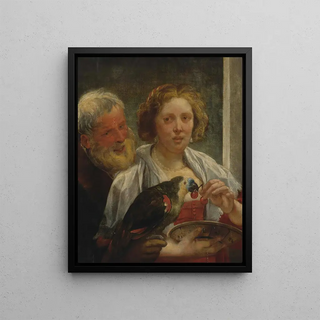 Jacob Jordaens - A Bearded Man And a Woman With a Parrot unrequited Love.webp