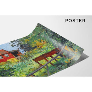 Jardin avec maison rouge - Edvard Munch | Reproduction Tableau Décoration murale affiche copie