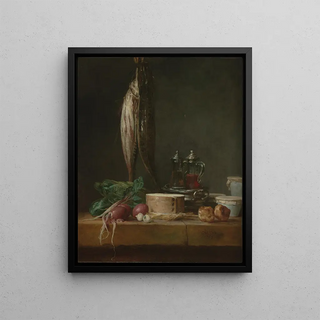 Jean Simon Chardin - Still Life with Fish Vegetables Gougres Pots and Cruets on a Table.webp