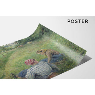 Jeunes paysannes se reposant dans les champs près de Pontoise - Camille Pissarro | Reproduction Tableau Décoration murale affiche copie