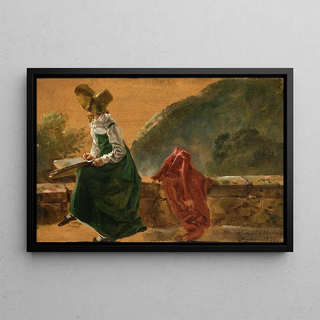 Johan Christian Dahl - Princess Caroline Amalie Sketching in Naples Study.webp