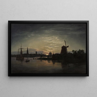 Johan Christian Dahl - Swinoujscie in the moonlight.webp