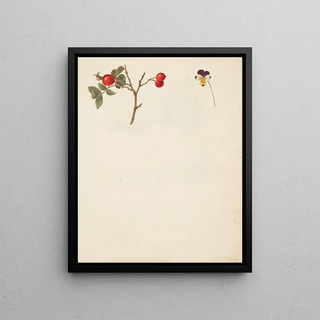 Johanna Fosie - Studie af hyben og stedmoderblomst.webp