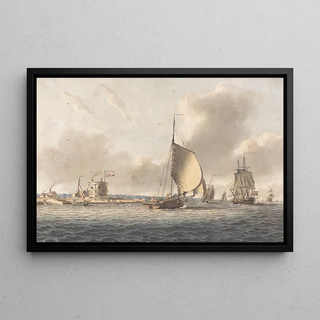 John Cleveley the younger - An English Frigate and Other Shipping in the Solent off Calshot Castle.webp