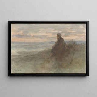 Jozef Israls - Zittende vrouw op een duin bij zee.webp