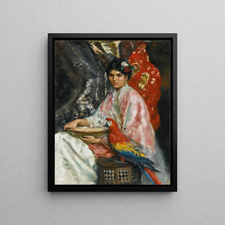 Julius Leblanc Stewart - Lady With A Parrot.webp
